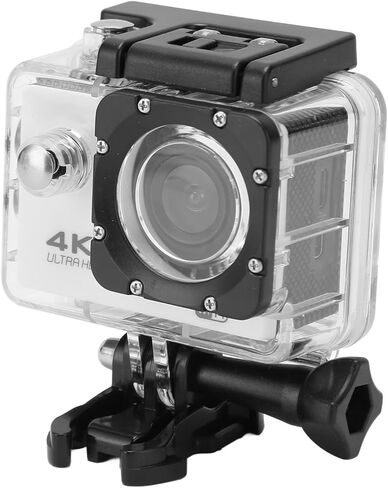 Asixxsix Action Camera 4K HD, 2 Inch Screen WiFi Water Proof Underwater Camera with 170 Wide Angle Lens, for Outdoor Diving Swimming Surfing Helmet Accessories, Action (White) in Kuwait