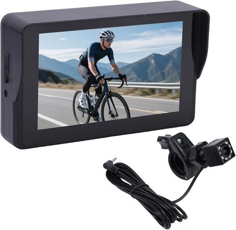 5 Inch 1080P HD Monitor Bike Rear View Camera System, 110 Wide Angle View Camera with Night Vision, Cycling Safety, Ideal for Mountain Bike, Road, Scooter & E in Kuwait