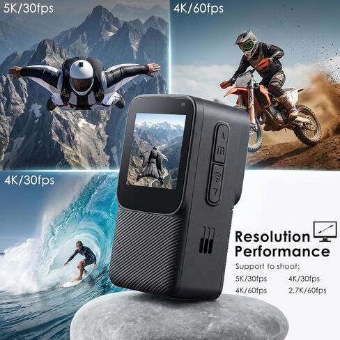 Waterproof Action Camera 5K/30FPS, Tiny EIS Thumb Underwater Camera 100FT with 1.3 Inch Touch Screen, 64GB Card, Accessories Kits, Sports Cam for Vlogging, Diving, Bike, Travel, Hiking in Kuwait