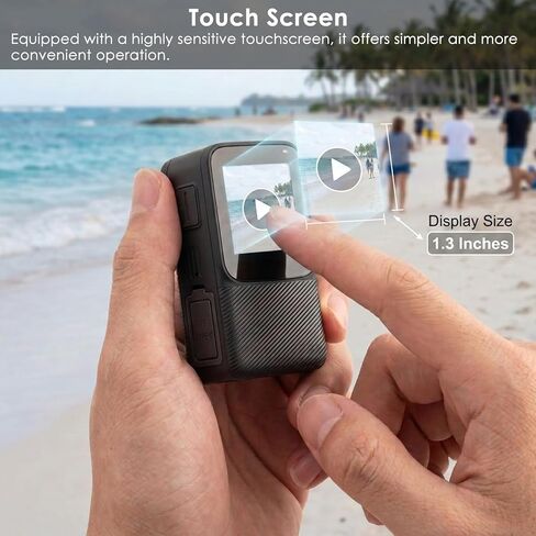 Waterproof Action Camera 5K/30FPS, Tiny EIS Thumb Underwater Camera 100FT with 1.3 Inch Touch Screen, 64GB Card, Accessories Kits, Sports Cam for Vlogging, Diving, Bike, Travel, Hiking in Kuwait