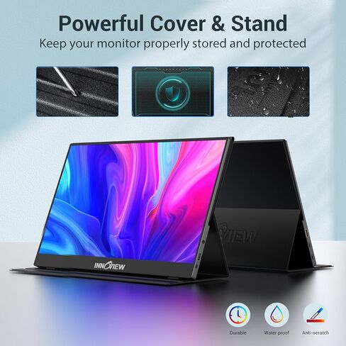 InnoView 15.6'' Portable Monitor for Laptop FHD 1080P USB-C Travel Monitors HDR IPS Portable Laptop Monitor for MacBook PC Xbox PS4/5 Switch in Kuwait