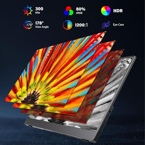 InnoView 15.6'' Portable Monitor for Laptop FHD 1080P USB-C Travel Monitors HDR IPS Portable Laptop Monitor for MacBook PC Xbox PS4/5 Switch in Kuwait