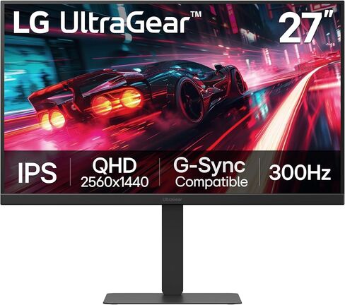 LG 27G640A-B 27-inch Ultragear QHD (2560 x 1440) IPS Gaming Monitor, 300Hz, 1ms, NVIDIA G-Sync, AMD FreeSync Premium, VESA DisplayHDR 400, HDMI 2.1, USB Type-C Black (Renewed) in Kuwait