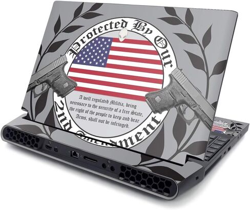 MightySkins Skin Compatible with Alienware Area-51M 17" (2019) - 2nd Amendment | Protective, Durable, and Unique Vinyl Decal wrap Cover | Easy to Apply, Remove, and Change Styles | Made in The USA in Kuwait