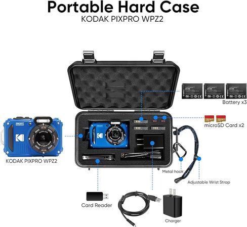 Lekufee Travel Waterproof Hard Case for Kodak PIXPRO WPZ2 Digital Camera, Battery, and other Accessories(Case & Bag Only) in Kuwait