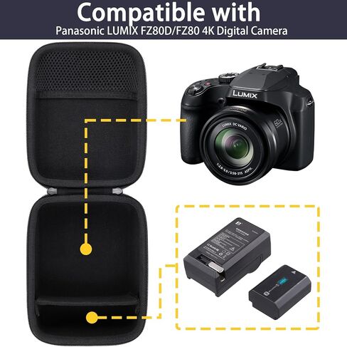 Camera Case Compatible with Panasonic LUMIX FZ80D Point and Shoot Digital Camera,Black Case in Kuwait
