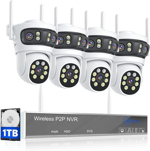 كاميرا أمان لاسلكية 3 عدسات 5G/2.4G WiFi 6MP ثلاثية العدسات، كاميرات 2K HD PTZ مع خاصية تثبيت السرعة التلقائي، إصدار ليلي ملون، كشف الحركة in Kuwait