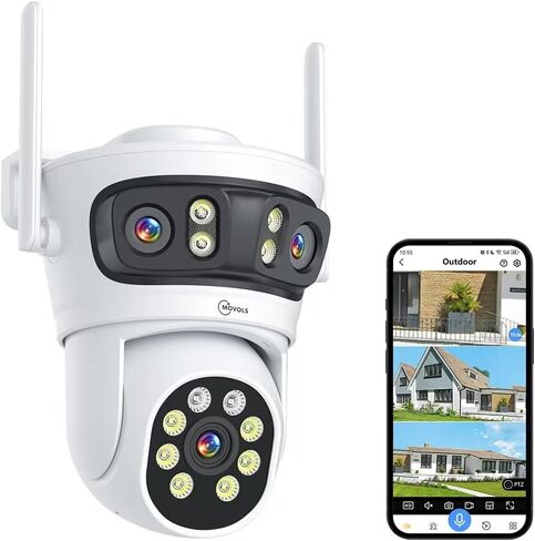 Wireless Security Camera 3 Lens 5G/2.4G WiFi 6MP Triple Lens Camera,2K HD PTZ Dome Cameras with Automatic Cruise, Color Night Version, Motion Detection in Saudi Arabia
