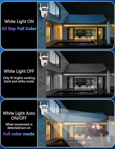 Wireless Security Camera 3 Lens 5G/2.4G WiFi 6MP Triple Lens Camera,2K HD PTZ Dome Cameras with Automatic Cruise, Color Night Version, Motion Detection in Saudi Arabia