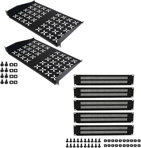 2 Pieces 12" 1U Server Rack and 5 Pack of 2U Blank Panel with Venting,for 19" Server Rack Cabinet in Kuwait