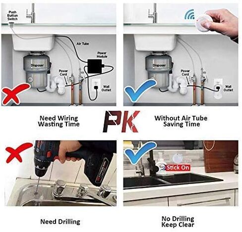 Garbage Disposal Wireless Switch Kit No Drilling On Sink Top, Remote Control Outlet Wireless Switch for Household Appliances, Up to 100ft. Range in Kuwait