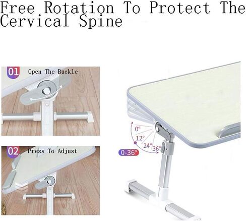 Adjustable Laptop Bed Table - Portable Standing Desk for Reading, Eating, Working On Bed/Sofa - Foldable Laptop Stand for Bed in Kuwait