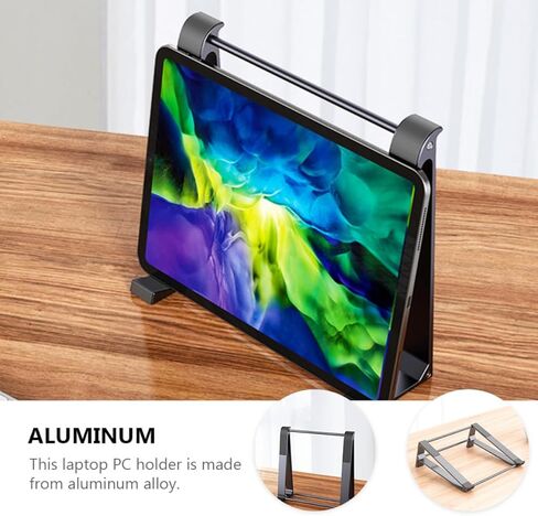 VALICLUD Aluminum Alloy Laptop Stand and Portable Folding Computer Bracket with Cooling Support for Desk Use, Dark Gray, Compact Desktop Holder for Notebooks and Tablets in Kuwait