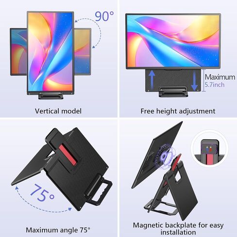 شاشة 23.8 بوصة 2.5K، شاشة محمولة QHD 1440P 180 هرتز، موسع شاشة كمبيوتر محمول IPS 178 درجة مع حامل دوار قابل للتعديل/VESA، USB-C/Type-C/USB-A/HDMI لأجهزة الكمبيوتر المحمول Mac PC Windows. in Kuwait