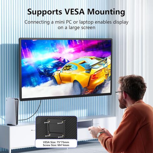 شاشة 23.8 بوصة 2.5K، شاشة محمولة QHD 1440P 180 هرتز، موسع شاشة كمبيوتر محمول IPS 178 درجة مع حامل دوار قابل للتعديل/VESA، USB-C/Type-C/USB-A/HDMI لأجهزة الكمبيوتر المحمول Mac PC Windows. in Kuwait