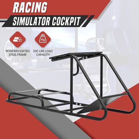 BRIGHTORIA Racing Simulator Cockpit, Steering Wheel Stand Included, High Compatibility Fit for Xbox, Playstation, PC, Heavy Duty Driving Simulator, Adjustable Angles Foot Pedal in Kuwait