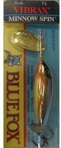 Blue Fox Vibrax Minnow Spin, Inline Spinner Lure with Minnow Body for Trout, Bass, Walleye, and Salmon Fishing, Blade Size 1, Gold/Plated Gold in Kuwait