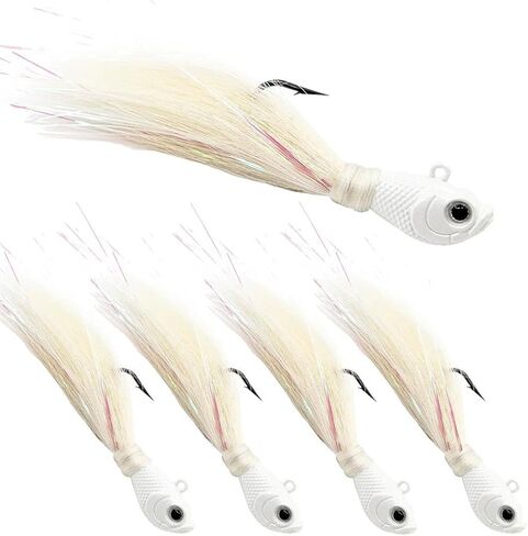 9KM DWLIFE Bucktail Jigs Jig Heads 5Pcs Saltwater Buck Tail Fishing Lure Crappie Hair Jigs Bass Walleye Surf Fishing Lures in Saudi Arabia