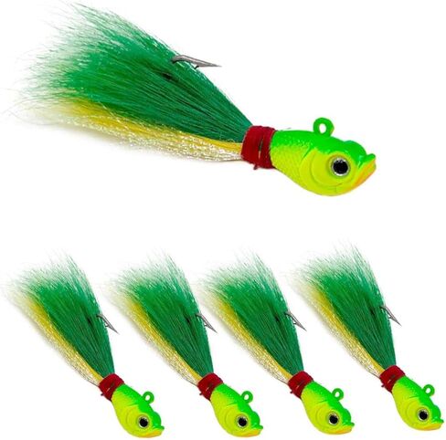 9KM DWLIFE Bucktail Jigs Jig Heads 5Pcs Saltwater Buck Tail Fishing Lure Crappie Hair Jigs Bass Walleye Surf Fishing Lures in Saudi Arabia