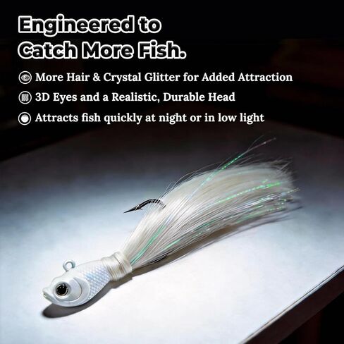 9KM DWLIFE Bucktail Jigs Jig Heads 5Pcs Saltwater Buck Tail Fishing Lure Crappie Hair Jigs Bass Walleye Surf Fishing Lures in Saudi Arabia