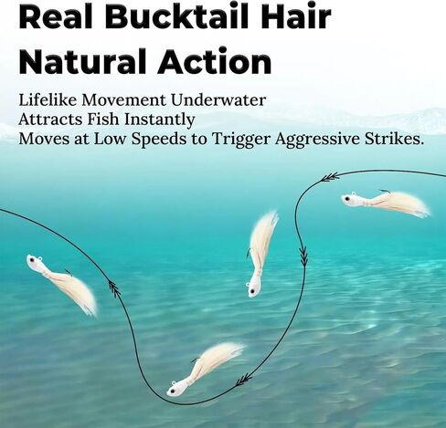 9KM DWLIFE Bucktail Jigs Jig Heads 5Pcs Saltwater Buck Tail Fishing Lure Crappie Hair Jigs Bass Walleye Surf Fishing Lures in Saudi Arabia