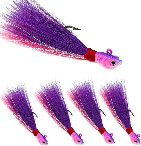 9KM DWLIFE Bucktail Jigs Jig Heads 5Pcs Saltwater Buck Tail Fishing Lure Crappie Hair Jigs Bass Walleye Surf Fishing Lures in Saudi Arabia