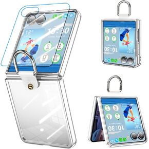 Designed for Samsung Galaxy Z Flip 6 Case Clear with Ring, Anti-Fall Shockproof Protective Phone Cover Case for Z Flip 6 Case 5 G 2024(Clear Purple) in Saudi Arabia