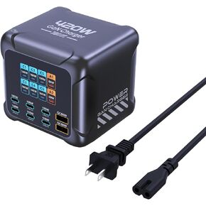 محطة شحن USB C بقدرة 420 وات، شاشة TFT PD3.1 140 وات QC60W محول طاقة شحن فائق السرعة لأجهزة الكمبيوتر المحمول MacBook وiPhone 17 16 Pro Max وGalaxy S25 Ultra والمزيد in Kuwait