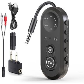 Bluetooth 5.4 Transmitter Receiver for 2 Airpods or Headphones, Airplane Bluetooth Adapter with aptX Low Latency, 20Hr Playtime, 3.5mm Audio AUX Jack for Flight,TV,PC,Gym,Tablets Car Stereo in Saudi Arabia