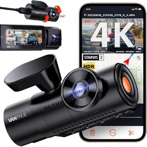 Vantrue N4 Pro 4K 3 Channel Dash Cam، STARVIS 2 IMX678 x PlatePix™ x HDR للرؤية الليلية، 4K+1080P+1080P كاميرا أمامية داخلية وخلفية، التحكم الصوتي، WiFi، GPS (متجدد) in Kuwait