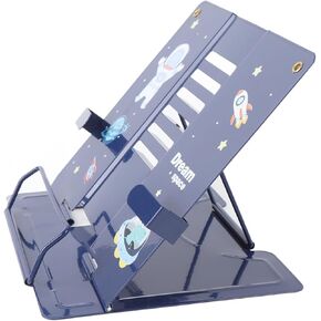 Aramox Book Stand for Reading, Cute Pattern Steel Plate Adjustable Display Stand for Tablets and Cookbooks, Non Slip Feet for Home Office (Astronaut Pattern Blue) in Kuwait