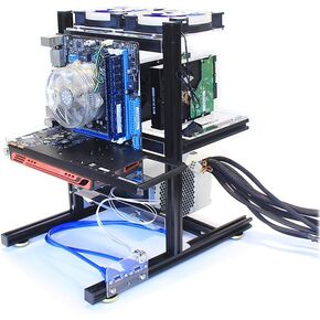 DIY PC اختبار مقاعد البدلاء حالة الكمبيوتر الألومنيوم الهيكل المفتوح ATX قوس عمودي متعدد الخليج 7 رف القرص الصلب الإطار تبريد الهواء NAS دعم تبديد الحرارة ATX إمدادات الطاقة in Kuwait