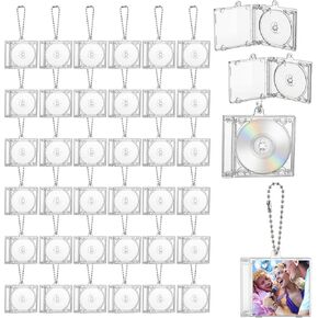 40 Pcs Mini Cd Keychain Album Cases with Mini CD, Plastic Cd Cases Clear DVD Cover Bulk DVD Jewel Keyring Music Blank Mini Compact Disc Holder Pendant Personalized for DIY Backpack Hanging Decor Gifts in Saudi Arabia