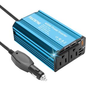 محول طاقة 400 واط، FSATBTNE DC 12 فولت إلى 110 فولت تيار متردد محول قابس السيارة مع [65 واط PD USB-C] و [18 واط QC USB-A] منافذ شحن سريعة ومنفذي تيار متردد محولات طاقة السيارة للمركبات in Kuwait