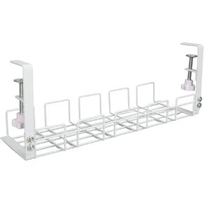 Under Desk Cable Management Tray, Steel Cord Organizer with Strong Weight Capacity, Easy Installation for Home Office Workstation (White) in Saudi Arabia