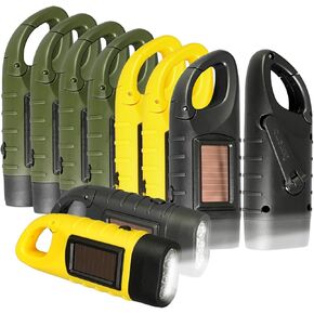 10 Pcs Hand Crank Flashlight Dynamo Rechargeable LED Emergency Survival Light Solar Powered Flashlight for Hiking Camping Outdoor Sports (Green,Black,Yellow) in Saudi Arabia