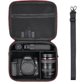 حافظة كاميرا متينة متوافقة مع كاميرا Canon EOS Rebel T7/R50/R6 Mark II/R100/R50 V/T6/R8/R10/R5 Mark II/RP/R7/5D IV/SL3/R5/T100 DSLR SLR، حامل ثلاثي القوائم مع 4 فواصل لحزام الكتف in Kuwait