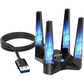 محول واي فاي USB 1900Mbps ثنائي النطاق لاسلكي دونجل لسطح المكتب مع هوائيات عالية الكسب 2.4GHz/5GHz، يدعم ويندوز 10/8.1/8/7، ماك او اس اكس in Kuwait