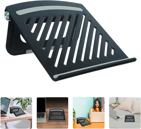 VALICLUD Foldable Laptop Riser Stand Adjustable Ventilated Desktop Laptop Desk Stand Multi-Angle for Home Office Coffee Shop Use in Kuwait