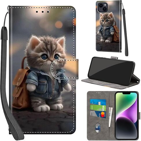 Case Wallet for iPhone 15 Plus, with [3 Card Slots], Kickstand Magnetic Closure PU Leather Shockproof Protective Flip Cover 6.7", Golden Dandelion in Saudi Arabia