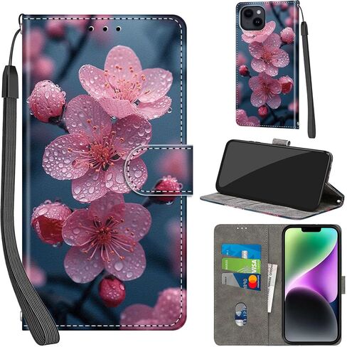 Case Wallet for iPhone 15 Plus, with [3 Card Slots], Kickstand Magnetic Closure PU Leather Shockproof Protective Flip Cover 6.7", Golden Dandelion in Saudi Arabia