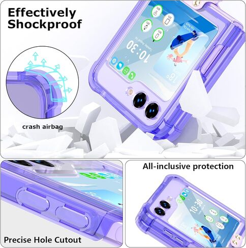 Designed for Samsung Galaxy Z Flip 6 Case Clear with Ring, Anti-Fall Shockproof Protective Phone Cover Case for Z Flip 6 Case 5 G 2024(Clear Purple) in Saudi Arabia