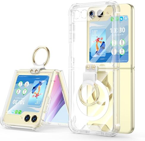 Designed for Samsung Galaxy Z Flip 6 Case Clear with Ring, Anti-Fall Shockproof Protective Phone Cover Case for Z Flip 6 Case 5 G 2024(Clear Purple) in Saudi Arabia