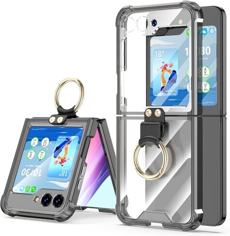 Designed for Samsung Galaxy Z Flip 6 Case Clear with Ring, Anti-Fall Shockproof Protective Phone Cover Case for Z Flip 6 Case 5 G 2024(Clear Purple) in Saudi Arabia