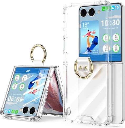 Designed for Samsung Galaxy Z Flip 6 Case Clear with Ring, Anti-Fall Shockproof Protective Phone Cover Case for Z Flip 6 Case 5 G 2024(Clear Purple) in Saudi Arabia