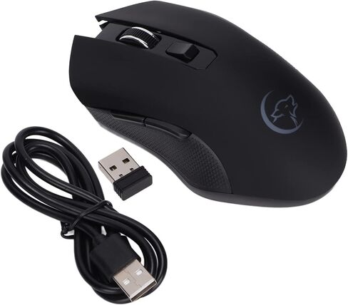 ماوس سلكي أقل قابل للشحن كتم الصوت ماوس USB مريح 2.4 جيجا هرتز اتصال مستلزمات الكمبيوتر أسود G851 لألعاب المكتب in Kuwait