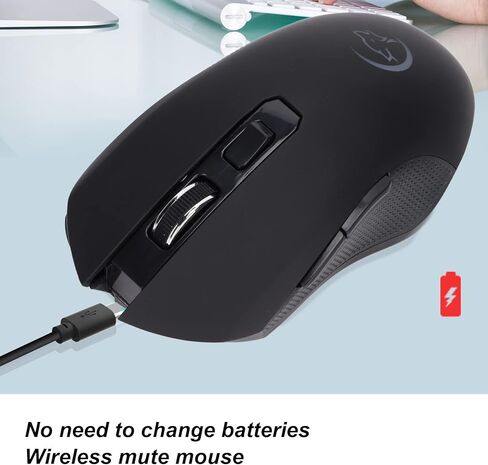 ماوس سلكي أقل قابل للشحن كتم الصوت ماوس USB مريح 2.4 جيجا هرتز اتصال مستلزمات الكمبيوتر أسود G851 لألعاب المكتب in Kuwait