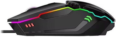 ماوس ألعاب سلكي RGB مع أسطوانة جلدية مضادة للانزلاق، تصميم DPI قابل للتعديل ومريح، أسود in Kuwait