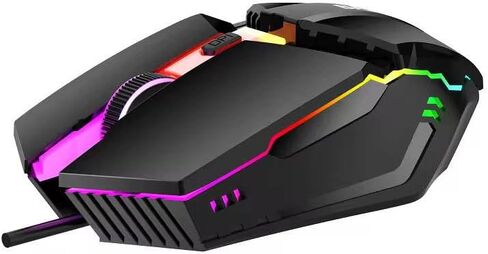 ماوس ألعاب سلكي RGB مع أسطوانة جلدية مضادة للانزلاق، تصميم DPI قابل للتعديل ومريح، أسود in Kuwait