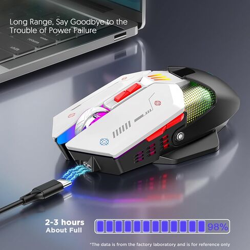 ماوس ألعاب EBTOOLS، ماوس قابل للبرمجة بإضاءة خلفية RGB مع وضع مزدوج 2.4G BT 5.0، يصل إلى 2400 نقطة في البوصة، ماوس كمبيوتر قابل لإعادة الشحن لنظام Win8 10، Android، EBTOOLSqikdt4fr8h in Kuwait